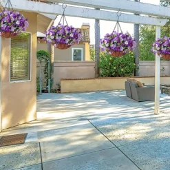 Artificial Hanging Flowers in Basket - Outdoor/Indoor Patio Lawn Garden Decor, Daisy Basket with 12-Inch Coconut Lining Chain Flowerpot