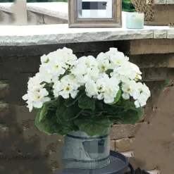 Artificial Red Geranium Silk Flowers Outdoor Plant Bush 2 Bundles Faux Flowers Geraniums for Outdoors Floral Home Decor Indoor Garden Patio Vase Grave Cemetary Table Centerpieces Decor