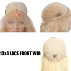 Ash Blonde Straight Remy Human Hair Lace Front Wig Preplucked Brazilian Virgin Hair Lace Front Human Hair Wigs with Baby Hair for Women