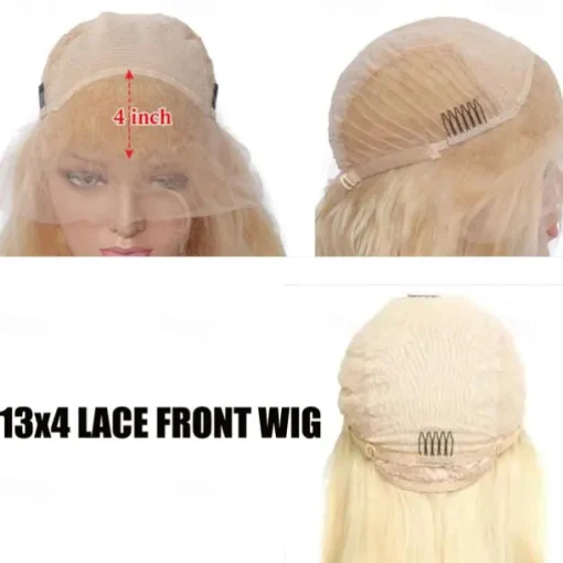 Ash Blonde Straight Remy Human Hair Lace Front Wig Preplucked Brazilian Virgin Hair Lace Front Human Hair Wigs with Baby Hair for Women