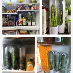 Asparagus and Vanilla Crisper Container Eco-friendly Vegetable Crisper Cup Anti-crush Vegetable Refrigerator Storage Box