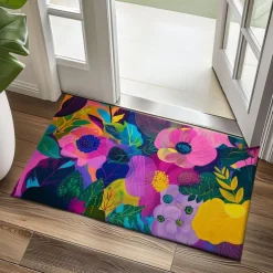 Asthetic Flowers Doormat Floor Mats Washable Rugs Kitchen Mat Non-Slip Oil Proof Rug Indoor Outdoor Mat Bedroom Decor Bathroom Mat Entrance Rug