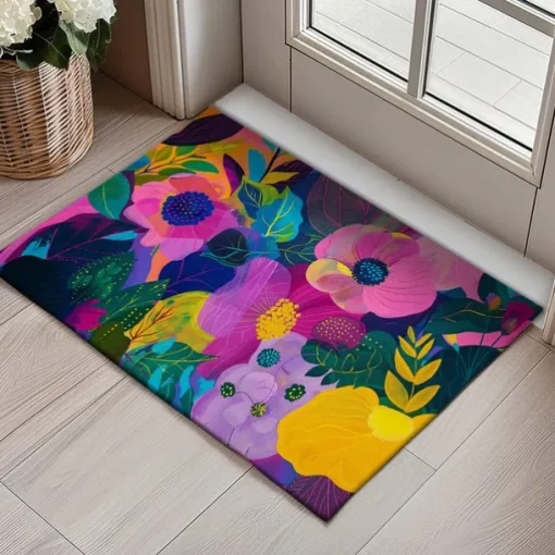 Asthetic Flowers Doormat Floor Mats Washable Rugs Kitchen Mat Non-Slip Oil Proof Rug Indoor Outdoor Mat Bedroom Decor Bathroom Mat Entrance Rug