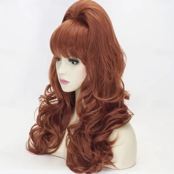 Auburn Beehive Wig Vintage Wig 70s 60s 50s Dress Up Party Wigs for Women Pinup Carnival Costume Wig with Bangs Halloween Wigs