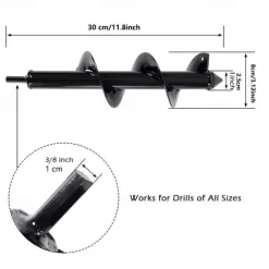 Auger Drill Bit Garden Spiral Hole Drill,Easy Planter Bulb & Bedding Plant Augers -Earth Auger Bit Post Or Umbrella Hole Digger For 3/8