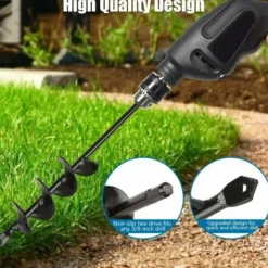 Auger Drill Bit Garden Spiral Hole Drill,Easy Planter Bulb & Bedding Plant Augers -Earth Auger Bit Post Or Umbrella Hole Digger For 3/8