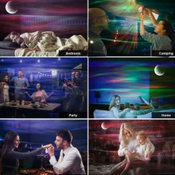 Aurora Galaxy Projector Light Star Projection with Music Speaker Night Light Projector with Moon Northern Lights Projector for Bedroom/Gaming Room/Home Theater/Ceiling