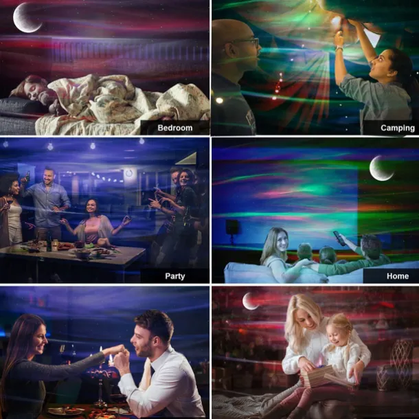 Aurora Galaxy Projector Light Star Projection with Music Speaker Night Light Projector with Moon Northern Lights Projector for Bedroom/Gaming Room/Home Theater/Ceiling