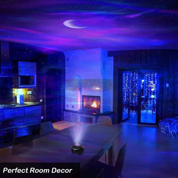 Aurora Galaxy Projector Light Star Projection with Music Speaker Night Light Projector with Moon Northern Lights Projector for Bedroom/Gaming Room/Home Theater/Ceiling