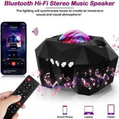 Aurora Galaxy Projector Light Star Projection with Music Speaker Night Light Projector with Moon Northern Lights Projector for Bedroom/Gaming Room/Home Theater/Ceiling