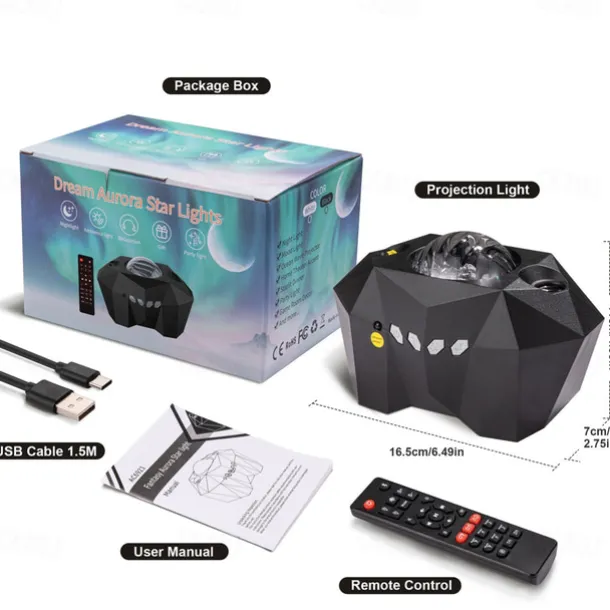 Aurora Galaxy Projector Light Star Projection with Music Speaker Night Light Projector with Moon Northern Lights Projector for Bedroom/Gaming Room/Home Theater/Ceiling