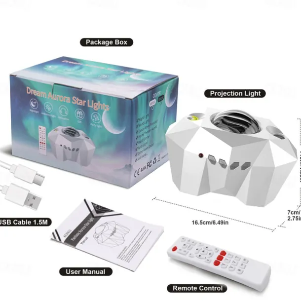 Aurora Galaxy Projector Light Star Projection with Music Speaker Night Light Projector with Moon Northern Lights Projector for Bedroom/Gaming Room/Home Theater/Ceiling