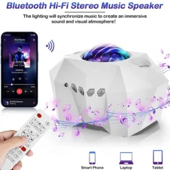 Aurora Galaxy Projector Light Star Projection with Music Speaker Night Light Projector with Moon Northern Lights Projector for Bedroom/Gaming Room/Home Theater/Ceiling