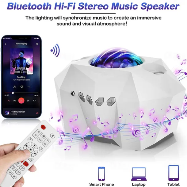 Aurora Galaxy Projector Light Star Projection with Music Speaker Night Light Projector with Moon Northern Lights Projector for Bedroom/Gaming Room/Home Theater/Ceiling