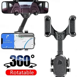 Auto Rearview Mirror Phone Holder in Car Mount Stand for CellPhone Car Mobile Support Rotating Adjustable Car SmartPhone Holder Compatible with 4-7 Cell Phones Phone Accessory