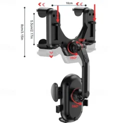 Auto Rearview Mirror Phone Holder in Car Mount Stand for CellPhone Car Mobile Support Rotating Adjustable Car SmartPhone Holder Compatible with 4-7 Cell Phones Phone Accessory