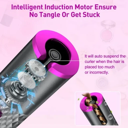 Automatic Curling Iron, Hair Curler Cordless With 6 Temps & Timer, Wireless Portable Curler, Rechargeable Rotating Curling Iron Wand, Self Hair Curling Iron for Lasting Curls Multi coler
