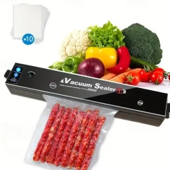 Automatic Vacuum Sealer Machine - Keep Food Fresh For Longer With 10 Free Bags LED Indicator Lights & Air Sealing System