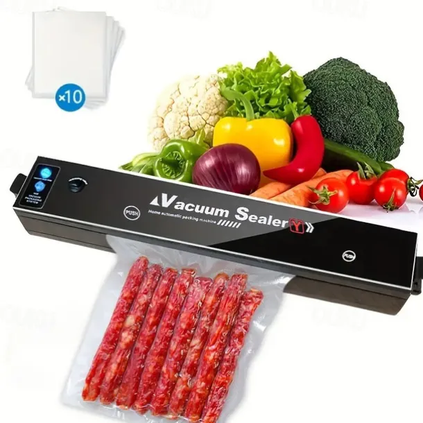 Automatic Vacuum Sealer Machine - Keep Food Fresh For Longer With 10 Free Bags LED Indicator Lights & Air Sealing System