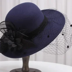 Autumn And Winter Fashion Boutique Large Brimmed Top Hat Suitable For Wedding Banquet, Bucket Hat, Gentle Wind Party