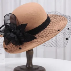 Autumn And Winter Fashion Boutique Large Brimmed Top Hat Suitable For Wedding Banquet, Bucket Hat, Gentle Wind Party