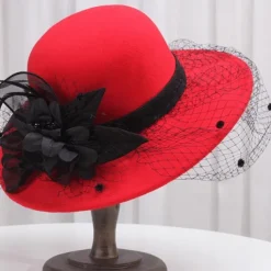 Autumn And Winter Fashion Boutique Large Brimmed Top Hat Suitable For Wedding Banquet, Bucket Hat, Gentle Wind Party