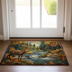 Autumn Quilt Forest Deer Doormat Kitchen Mat Floor Mat Non-Slip Area Rug Oil Proof Rug Indoor Outdoor Mat Bedroom Decor Bathroom Mat Entrance Rug