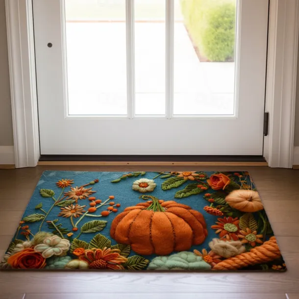 Autumn Quilt Pumpkin Doormat Kitchen Mat Floor Mat Non-Slip Area Rug Oil Proof Rug Indoor Outdoor Mat Bedroom Decor Bathroom Mat Entrance Rug