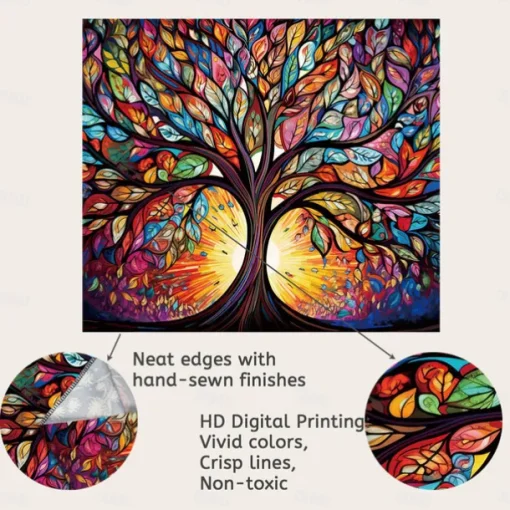 Autumn Tapestry Hanging Autumn Maple Mist Forest Tapestry Window Elk Maple Leaf Natural Scenery Tapestry Living Room Bedroom Farm Holiday Party Decoration