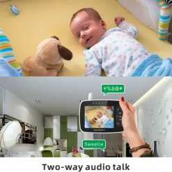 Baby Monitor - 3.5 Screen Video Baby Monitor with Camera and Audio - Remote Pan-Tilt-Zoom Night Vision VOX Mode Temperature Monitoring Lullabies 2-Way Talk 960ft Range
