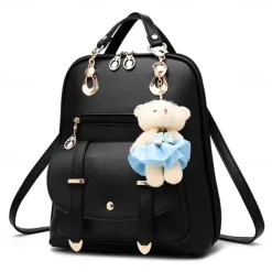 Backpack Purse for Women Large Capacity Leather Shoulder Bags Cute Mini Backpack for Girls,Black, Back to School Gift