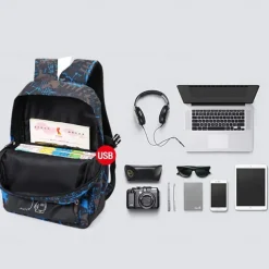 Backpacks School Backpack Set with Sling Bag Boys Backpacks for School Backpack with USB Charger Reflective Waterproof Backpack Back to School Gift