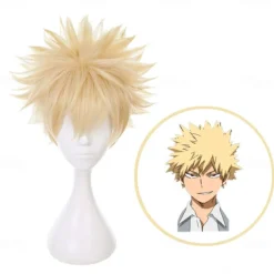 Bakugou Wig Deku Wig Toga Wig Uraraka Cosplay Wig Cosplay Wig Wavy Middle Part Wig Blonde One Color Synthetic Hair Women's Blonde Halloween Wigs