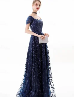 Ball Gown A-Line Quinceanera Dresses Elegant Dress Wedding Wedding Guest Floor Length Short Sleeve Off Shoulder Polyester Backless with Pleats