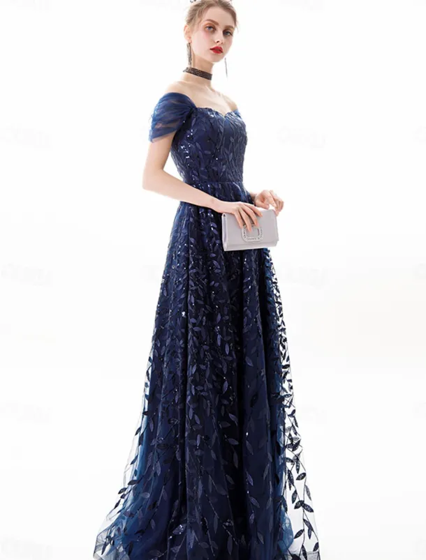 Ball Gown A-Line Quinceanera Dresses Elegant Dress Wedding Wedding Guest Floor Length Short Sleeve Off Shoulder Polyester Backless with Pleats