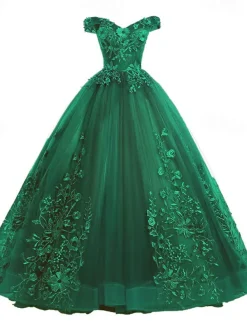 Ball Gown Quinceanera Dresses Princess Dress Quinceanera Floor Length Sleeveless Off Shoulder Polyester with Appliques dress to impress