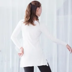 Ballet Top Slit Ruching Pure Color Women's Performance Training Long Sleeve High Modal