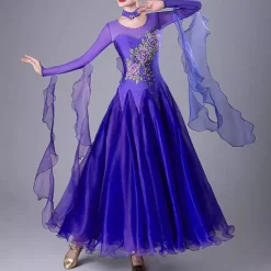 Ballroom Competition Dresses Women National Standard Waltz Dancing Clothes Long Sleeve Party Modern Dance Stage Wear Costumes