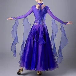 Ballroom Competition Dresses Women National Standard Waltz Dancing Clothes Long Sleeve Party Modern Dance Stage Wear Costumes