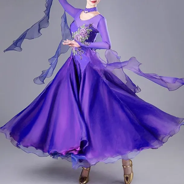 Ballroom Competition Dresses Women National Standard Waltz Dancing Clothes Long Sleeve Party Modern Dance Stage Wear Costumes