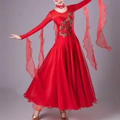 Ballroom Competition Dresses Women National Standard Waltz Dancing Clothes Long Sleeve Party Modern Dance Stage Wear Costumes