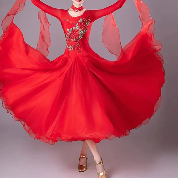 Ballroom Competition Dresses Women National Standard Waltz Dancing Clothes Long Sleeve Party Modern Dance Stage Wear Costumes