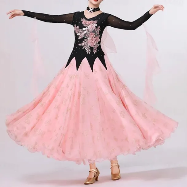Ballroom Competition Dresses for Women Performance Long Sleeve Modern Dress Party Waltz Dance Costumes