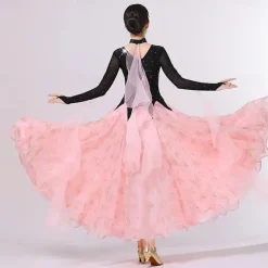 Ballroom Competition Dresses for Women Performance Long Sleeve Modern Dress Party Waltz Dance Costumes
