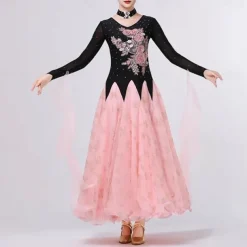 Ballroom Competition Dresses for Women Performance Long Sleeve Modern Dress Party Waltz Dance Costumes
