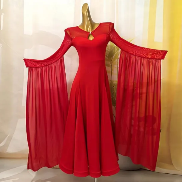 Ballroom Competition Dresses for Women Performance Long Sleeve Modern Dress Party Waltz Dance Costumes