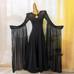 Ballroom Competition Dresses for Women Performance Long Sleeve Modern Dress Party Waltz Dance Costumes