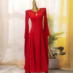 Ballroom Competition Dresses for Women Performance Long Sleeve Modern Dress Party Waltz Dance Costumes