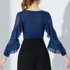 Ballroom Dance Activewear Leotard / Onesie Ruffles Pure Color Splicing Women's Performance Training Long Sleeve High Nylon