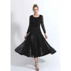 Ballroom Dance Dance Costumes Dress Lace Women's Training Performance Long Sleeve Natural Lace Milk Fiber